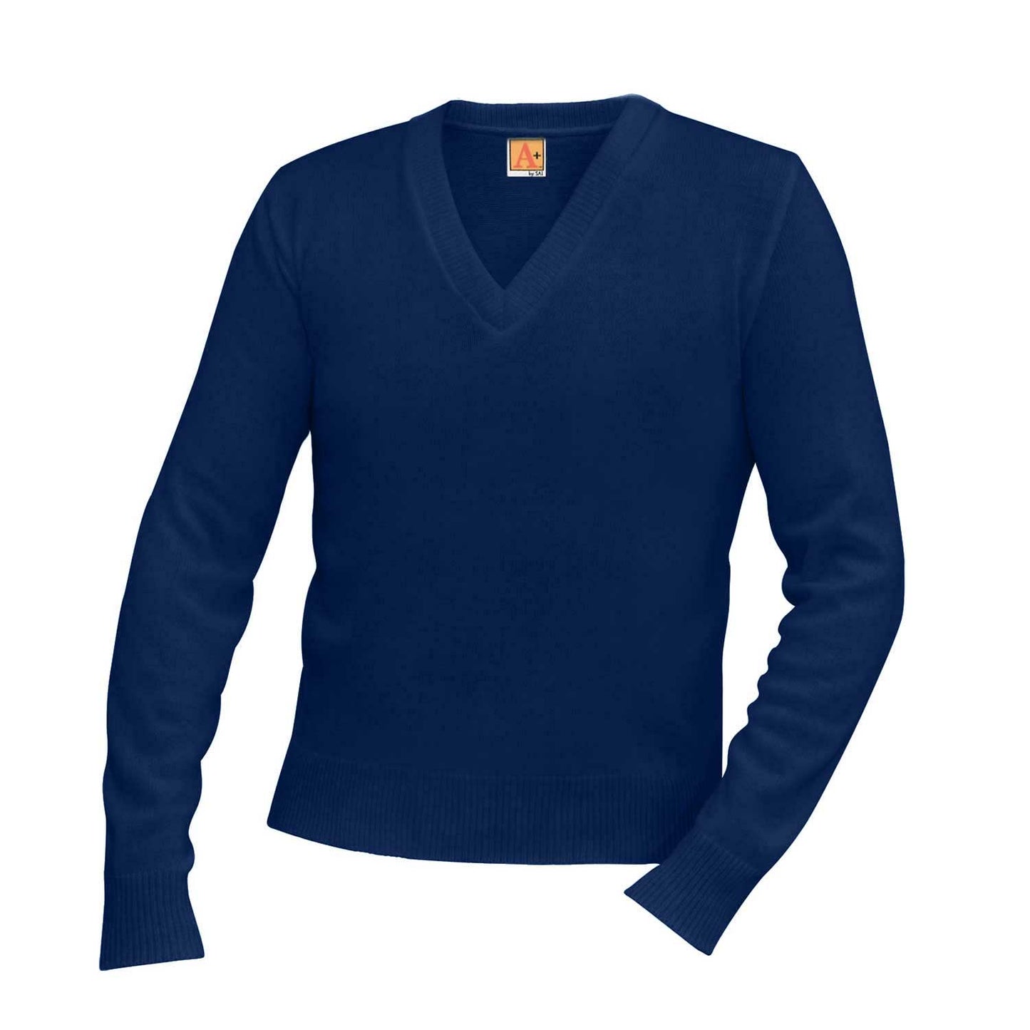 Unisex V-Neck Pullover Jersey Knit Sweater w/Logo - 1300