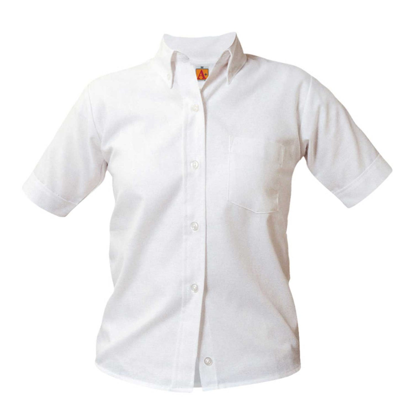 Girl's Oxford Short Sleeve Blouse w/Logo - 1300